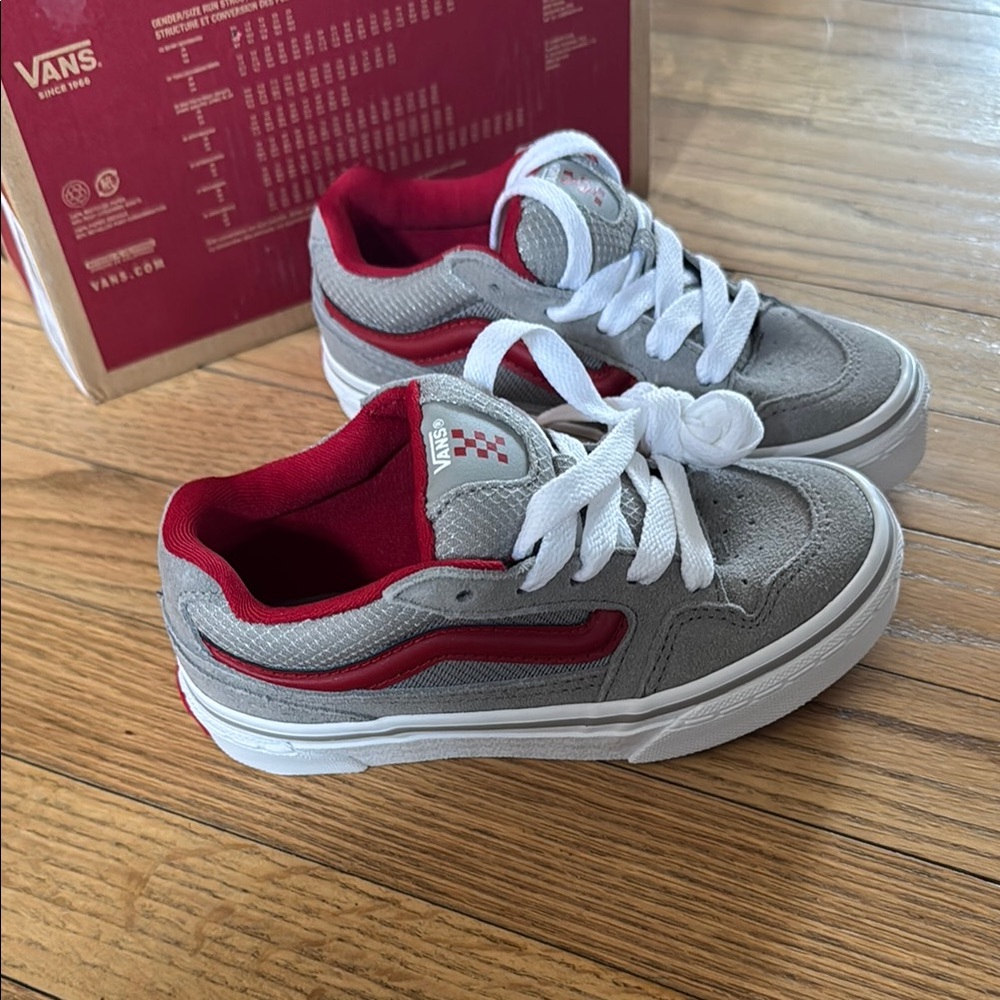 Vans Kids Gray and Red Sneakers